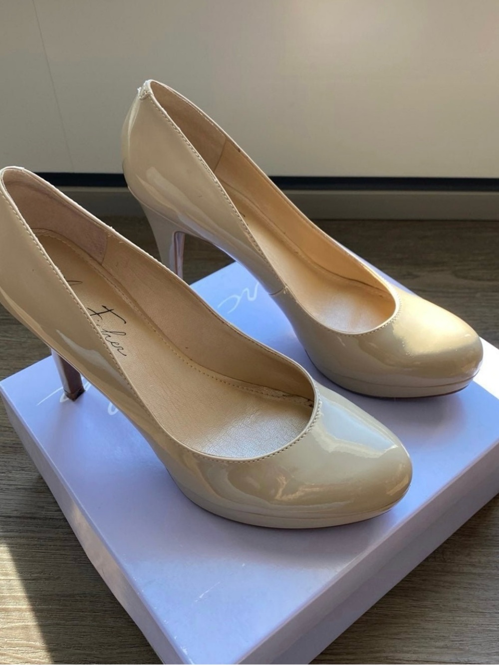 Marc Fisher Nude Patent Round-Toe Pumps